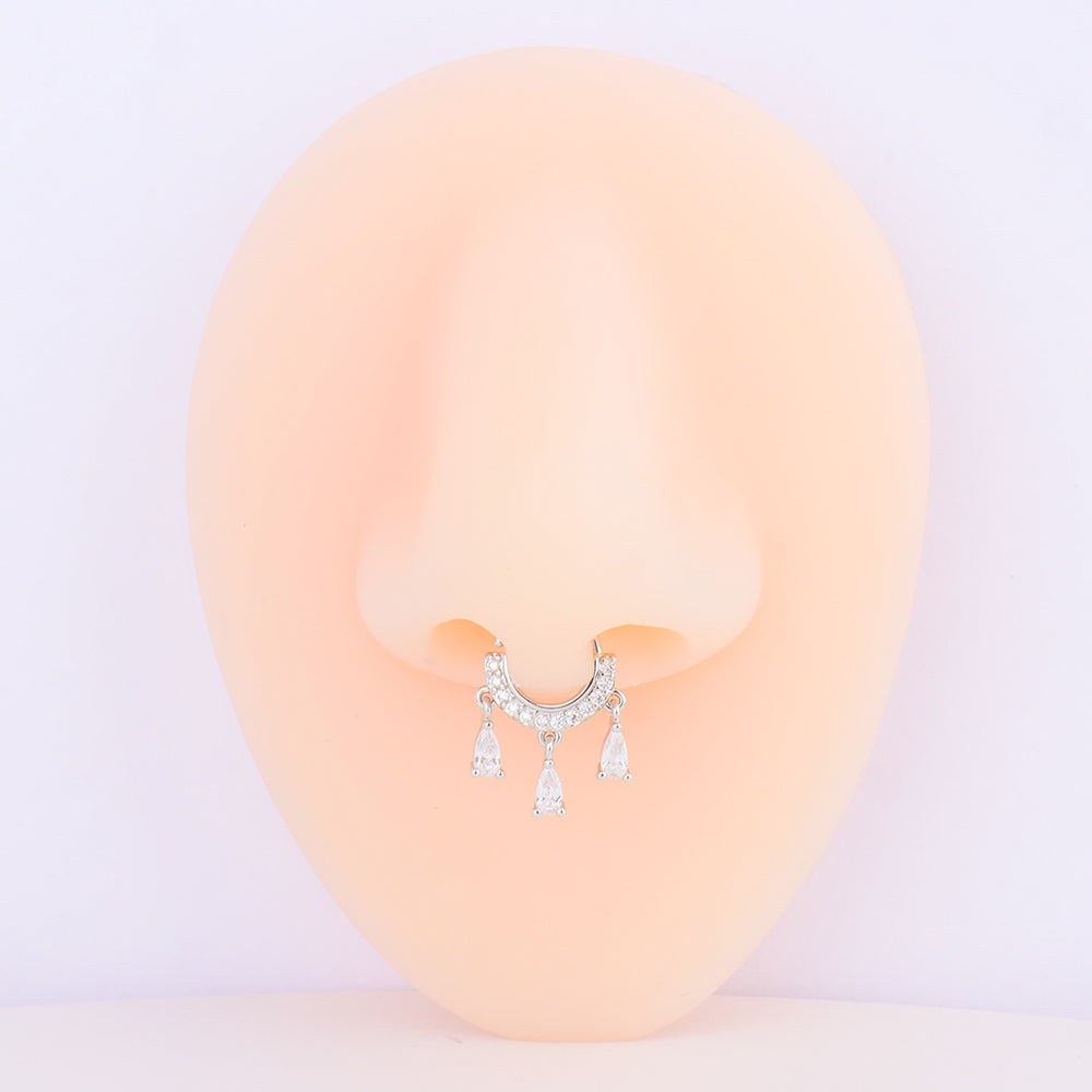 NR0089 Water Drop Pendant Nose Hoop - OhmoJewelry