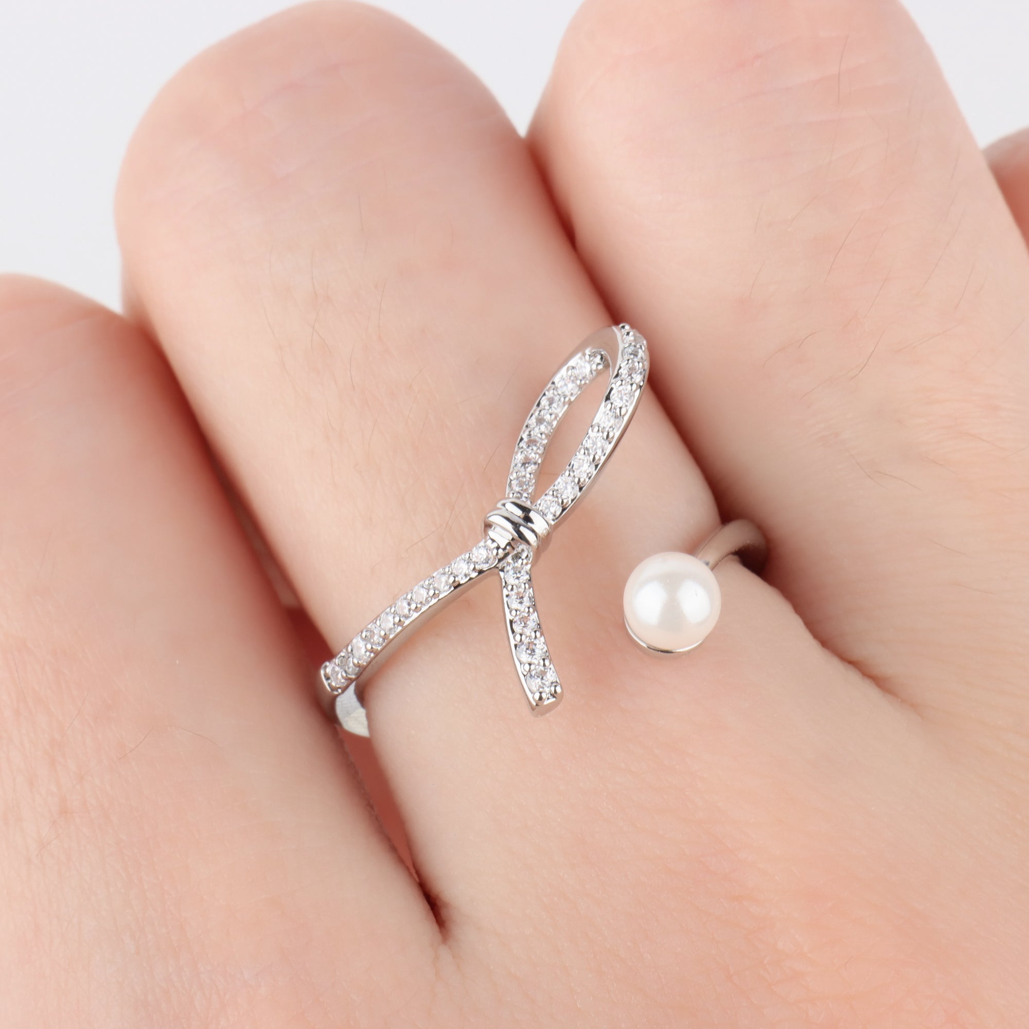 Open Bow Pearl Ring - OhmoJewelry