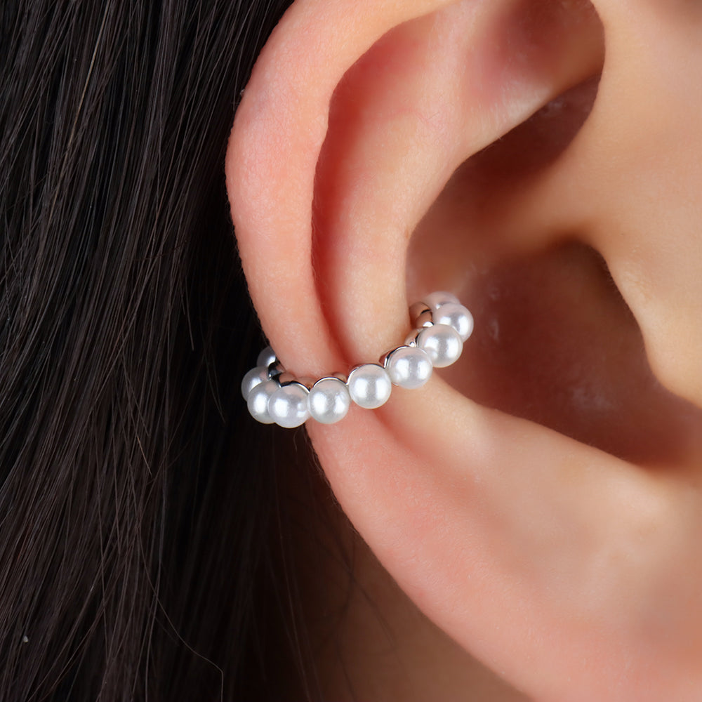 Pearl Ear Cuff - Brass - Oumo Jewelry