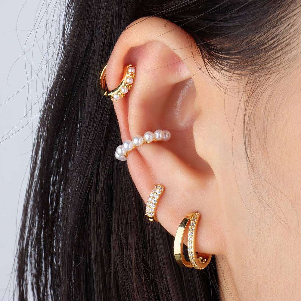 Pearl Ear Cuff - Brass - Oumo Jewelry