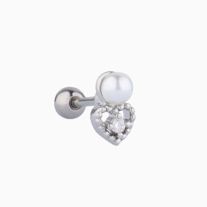 Pearl Heart Stud - OhmoJewelry