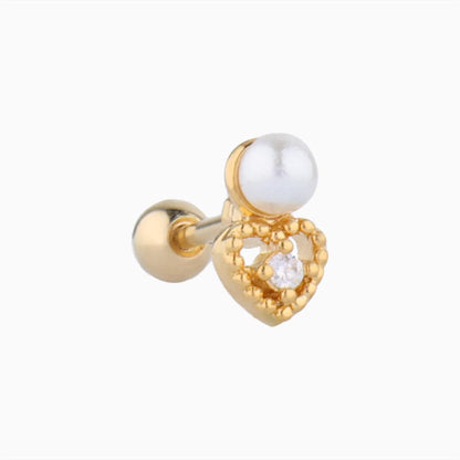 Pearl Heart Stud - OhmoJewelry