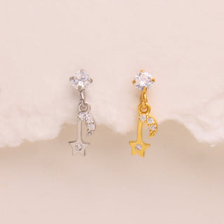 Petite Moon & Star Drop - OhmoJewelry