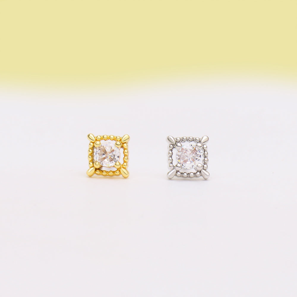 Petite Square Stud - OhmoJewelry