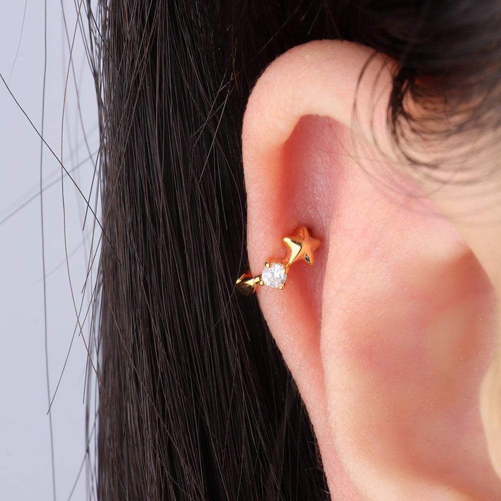 Petite Star Helix Hoop - Stainless Steel - Helix - Oumo Jewelry