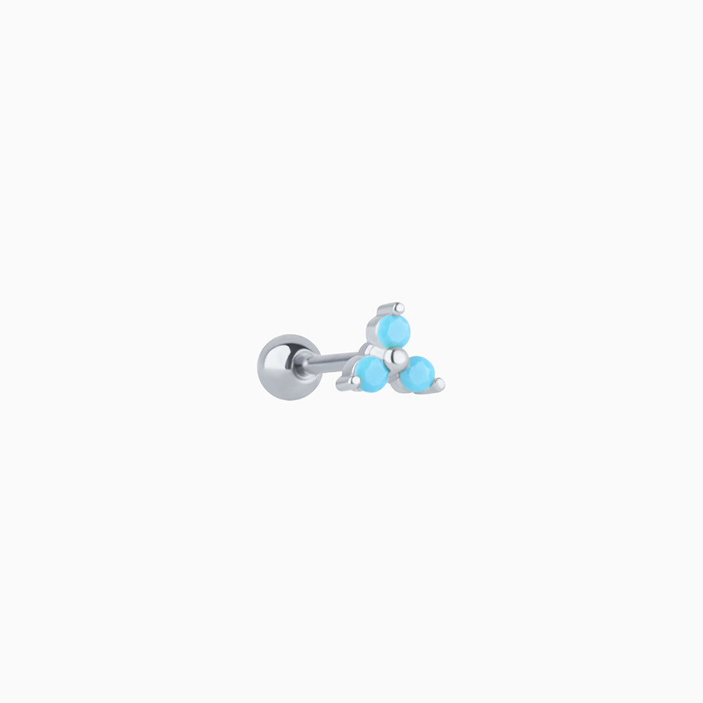 Petite Turquoise Stud - Stainless Steel - Upper Lobe, Helix, Flat - Oumo Jewelry