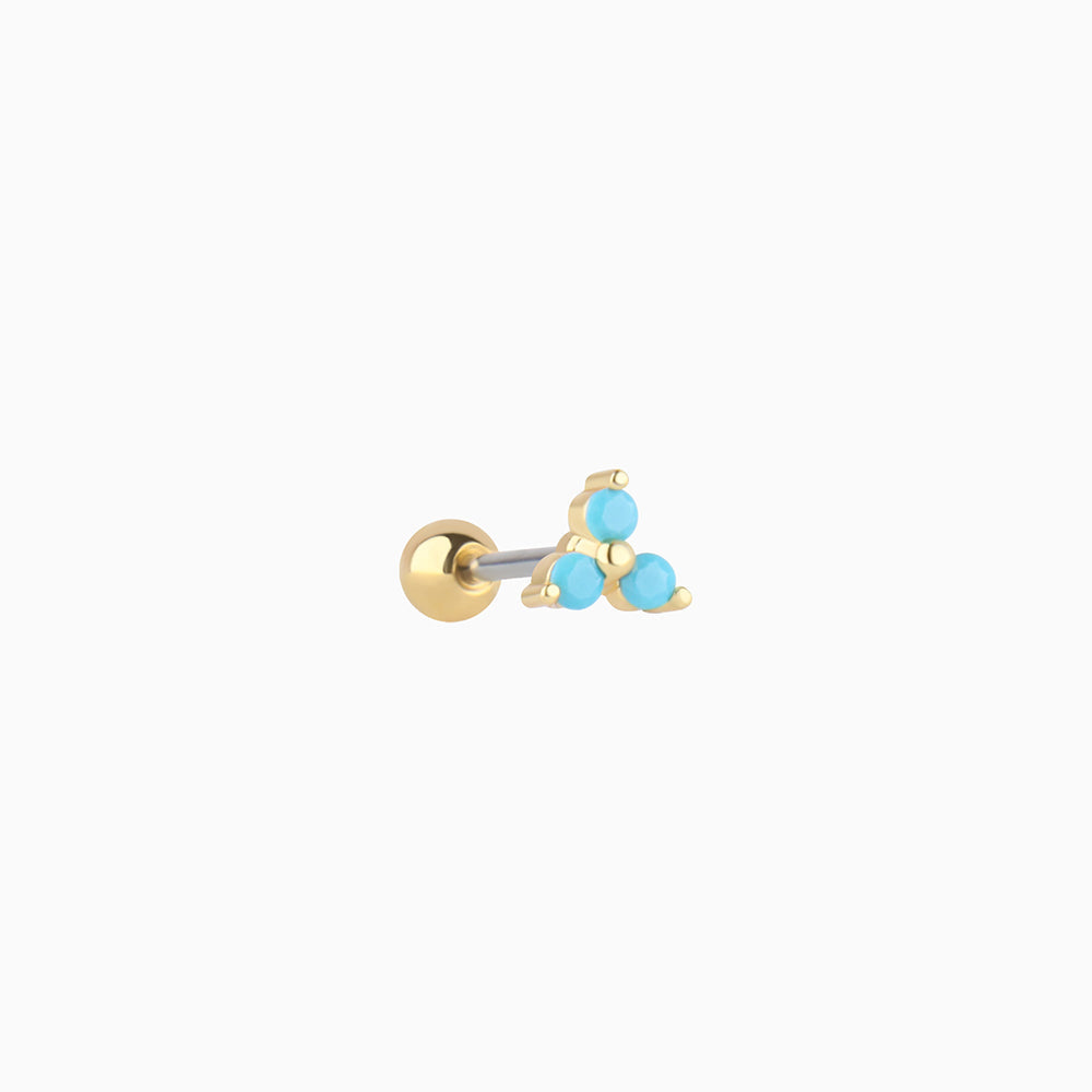 Petite Turquoise Stud - Stainless Steel - Upper Lobe, Helix, Flat - Oumo Jewelry