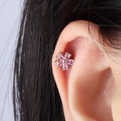 Pink Flower Stud - OhmoJewelry