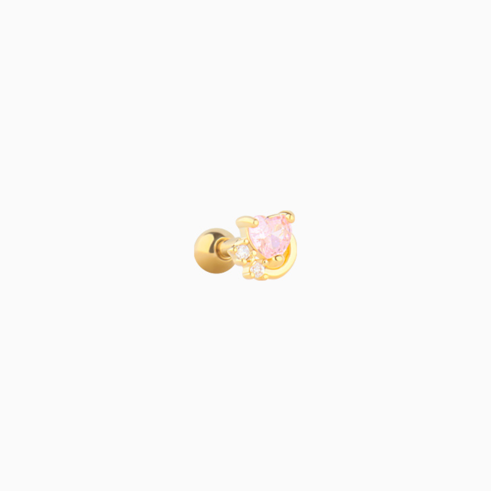 Pink Love Stud - Stainless Steel - Upper Lobe, Helix - Oumo Jewelry