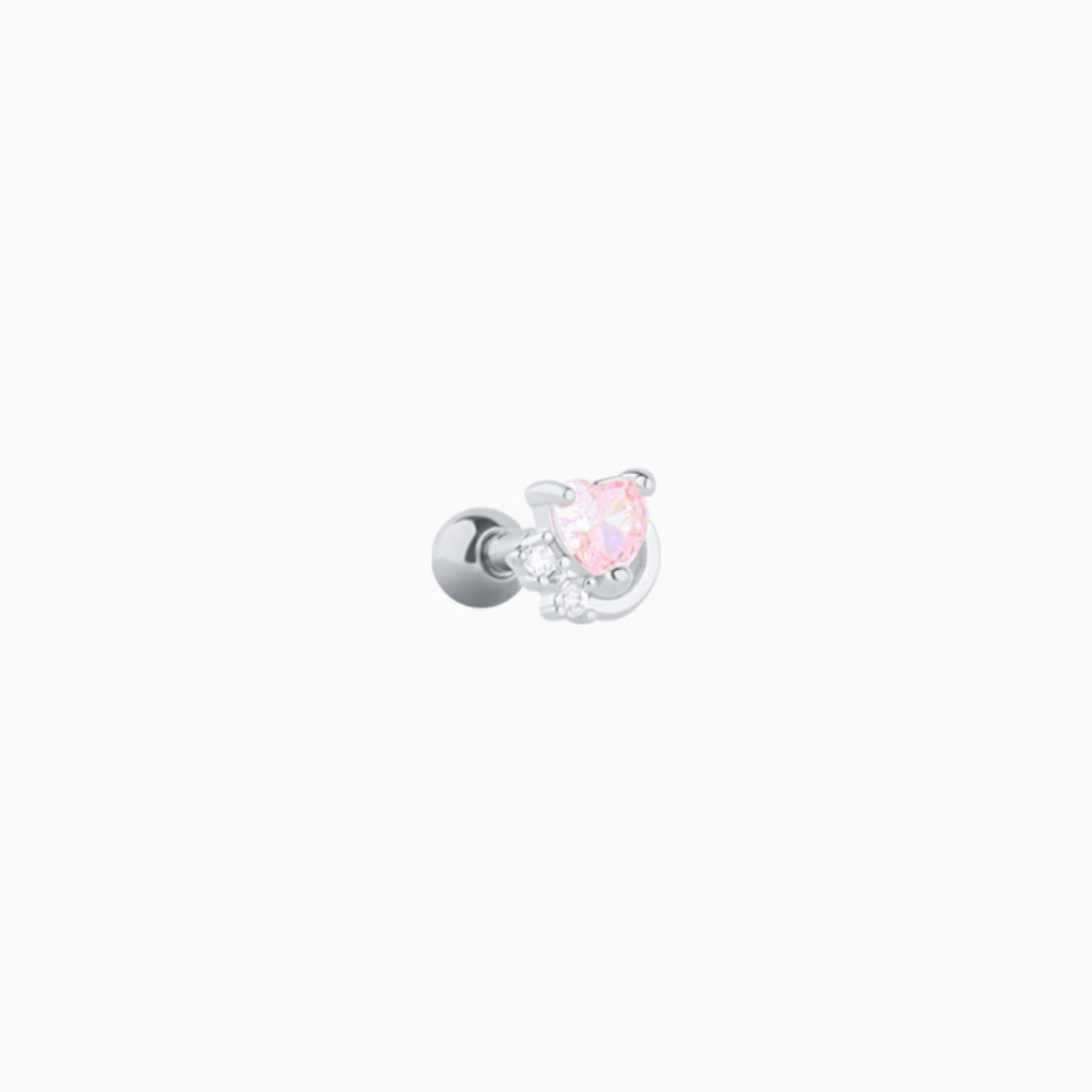 Pink Love Stud - Stainless Steel - Upper Lobe, Helix - Oumo Jewelry