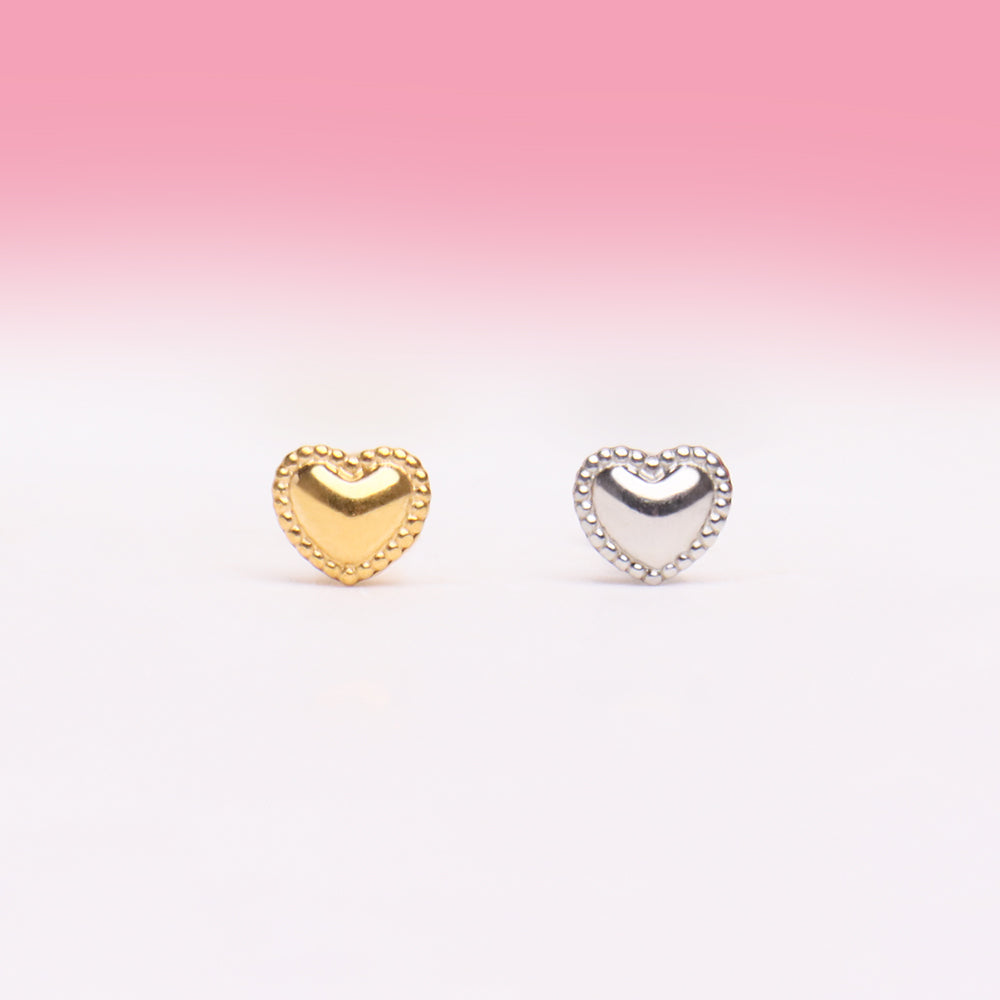 Puffed Heart Stud - OhmoJewelry