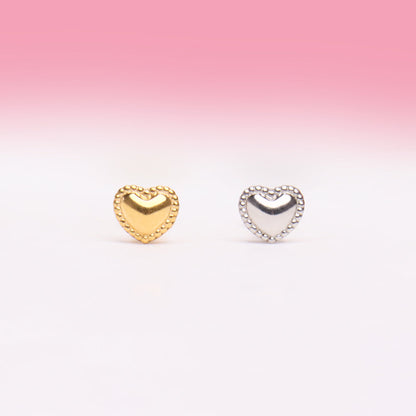 Puffed Heart Stud - OhmoJewelry