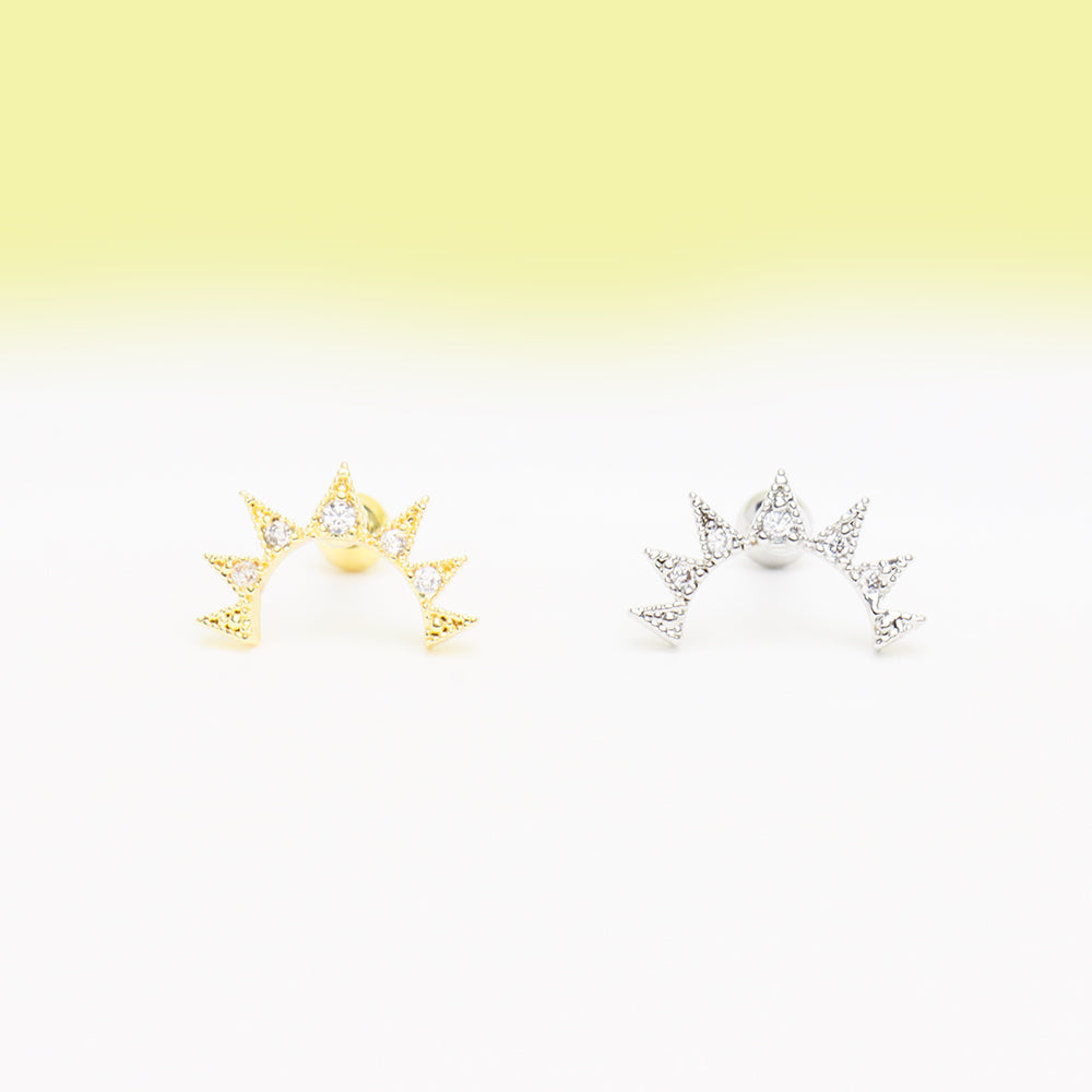 Punk Pointed Triangle Stud - Stainless Steel - Upper Lobe, Flat, Helix - Oumo Jewelry