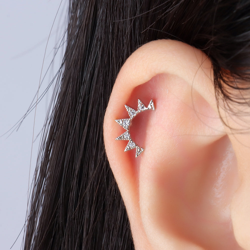 Punk Pointed Triangle Stud - Stainless Steel - Upper Lobe, Flat, Helix - Oumo Jewelry