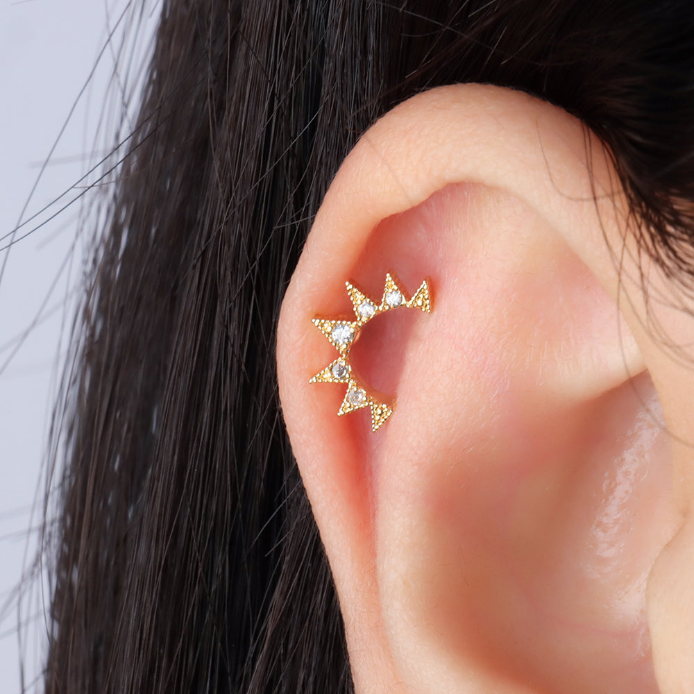 Punk Pointed Triangle Stud - Stainless Steel - Upper Lobe, Flat, Helix - Oumo Jewelry