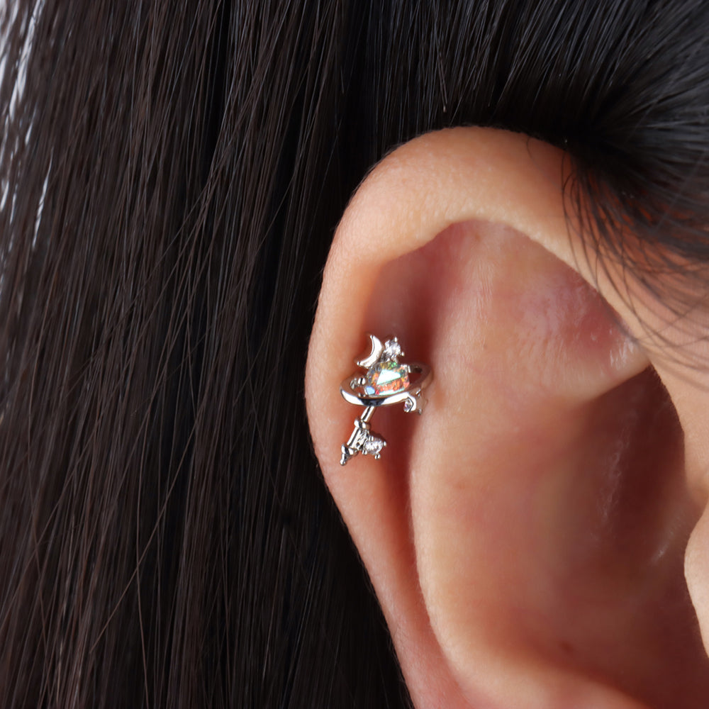 Dreamy Starry Sky Stud - Stainless Steel - Upper Lobe, Helix - Oumo Jewelry