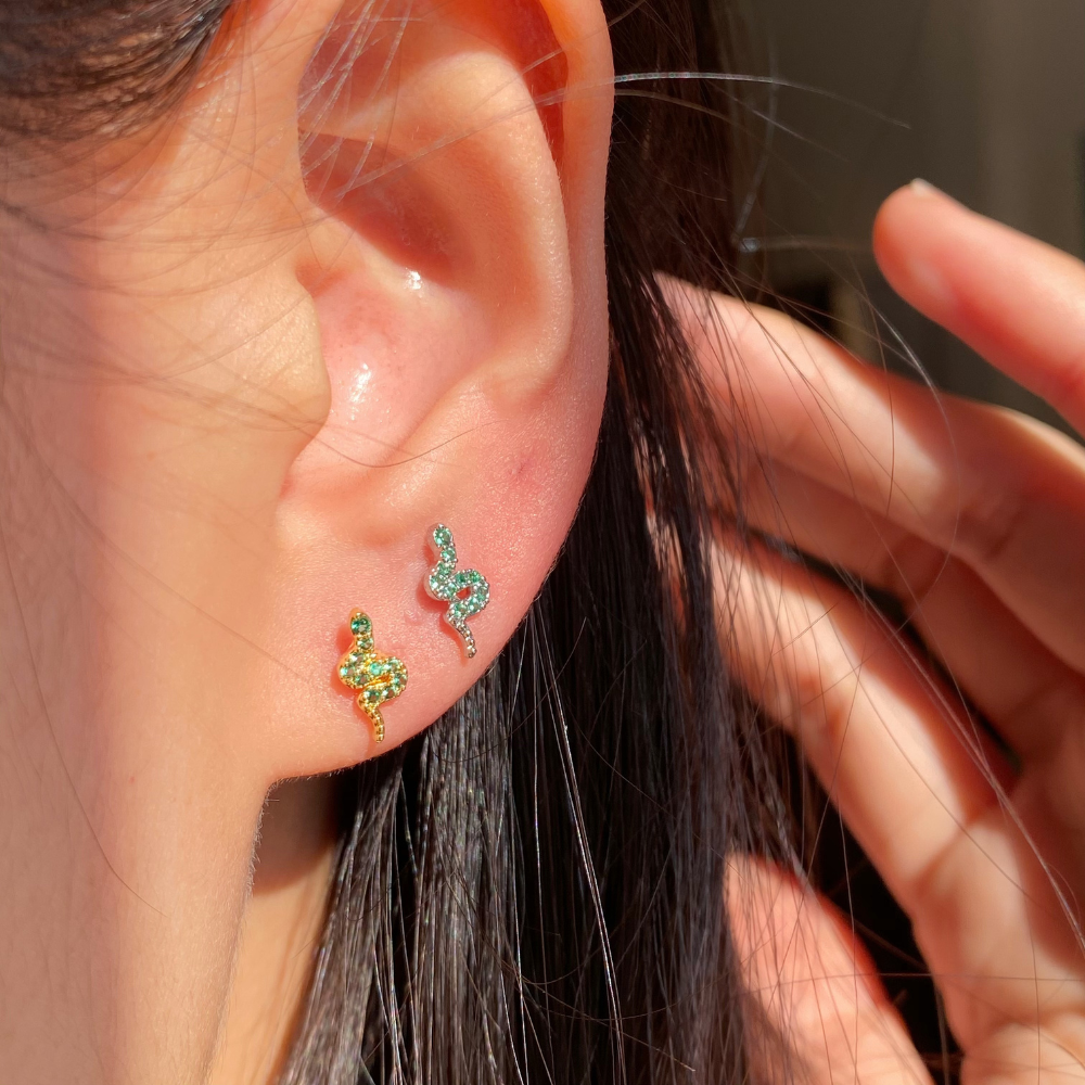 Reborn Snake Stud - Stainless Steel - Upper Lobe, Helix, Flat - Oumo Jewelry
