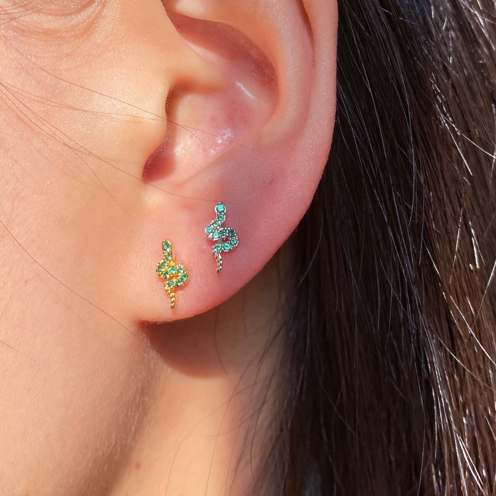 Reborn Snake Stud - Stainless Steel - Upper Lobe, Helix, Flat - Oumo Jewelry