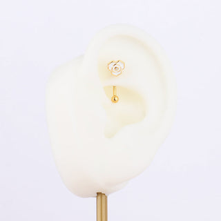 Rose Flower Curved Barbell - OhmoJewelry