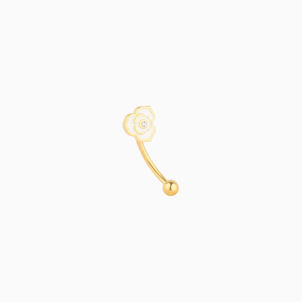 Rose Flower Curved Barbell - Stainless Steel - Rook, Eyebrow, Anti-Tragus - Oumo Jewelry