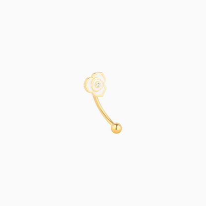 Rose Flower Curved Barbell - OhmoJewelry