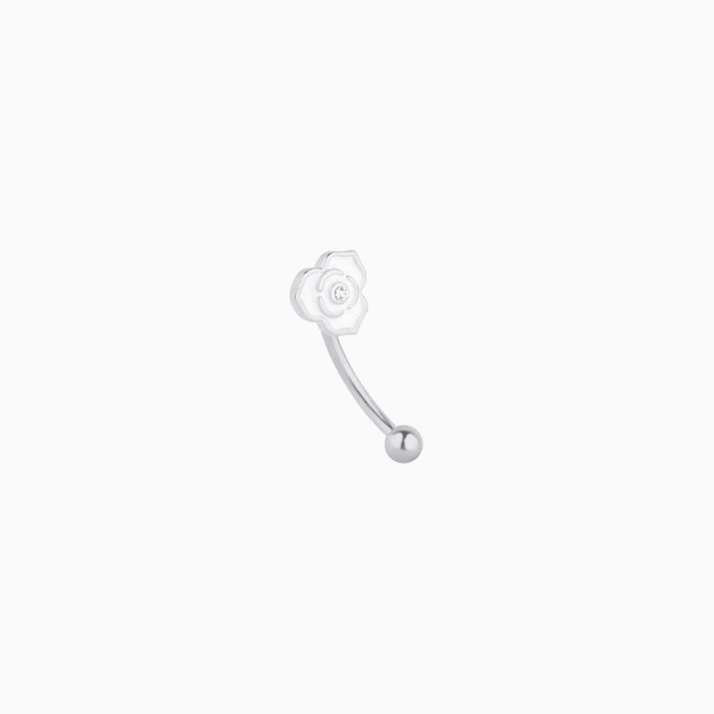 Rose Flower Curved Barbell - Stainless Steel - Rook, Eyebrow, Anti-Tragus - Oumo Jewelry