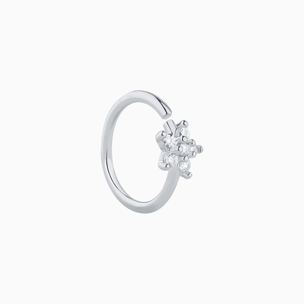 Shiny Flower Hoop Nose Ring - Stainless Steel - Septum - Oumo Jewelry