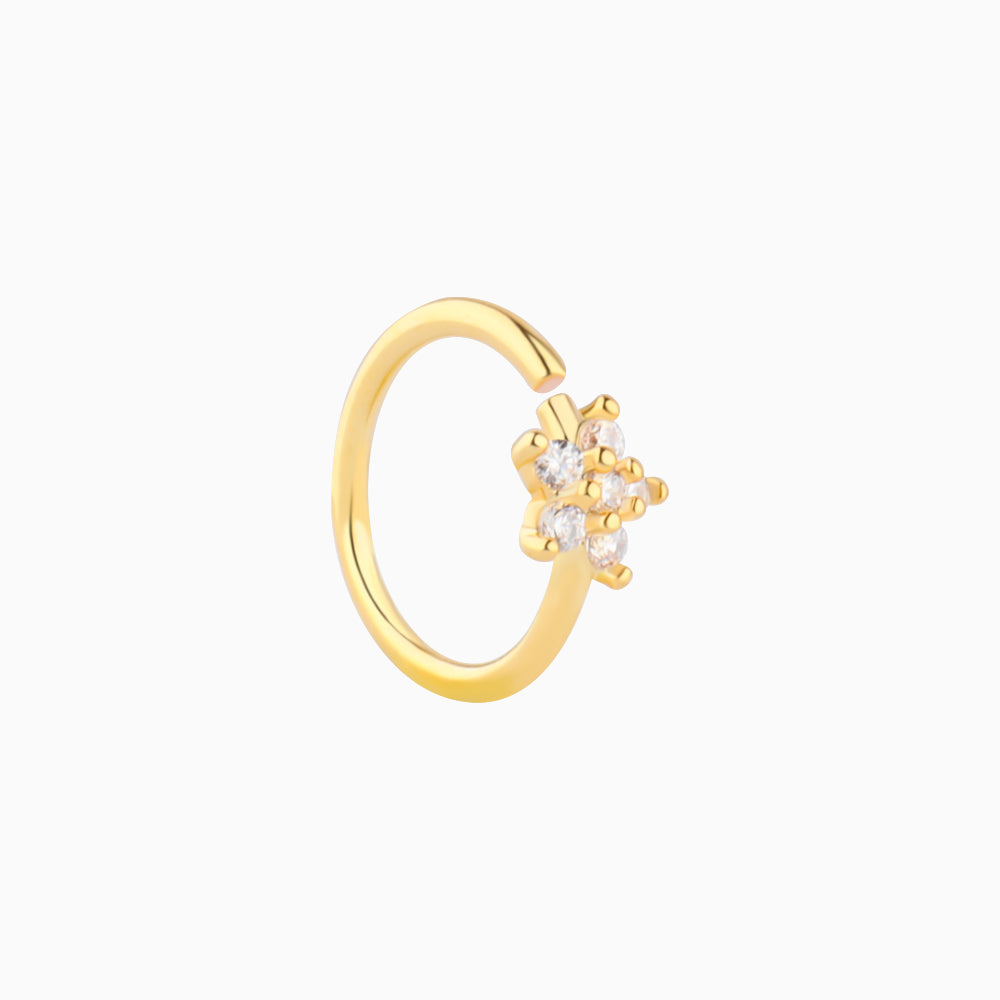 Shiny Flower Hoop Nose Ring - Stainless Steel - Septum - Oumo Jewelry