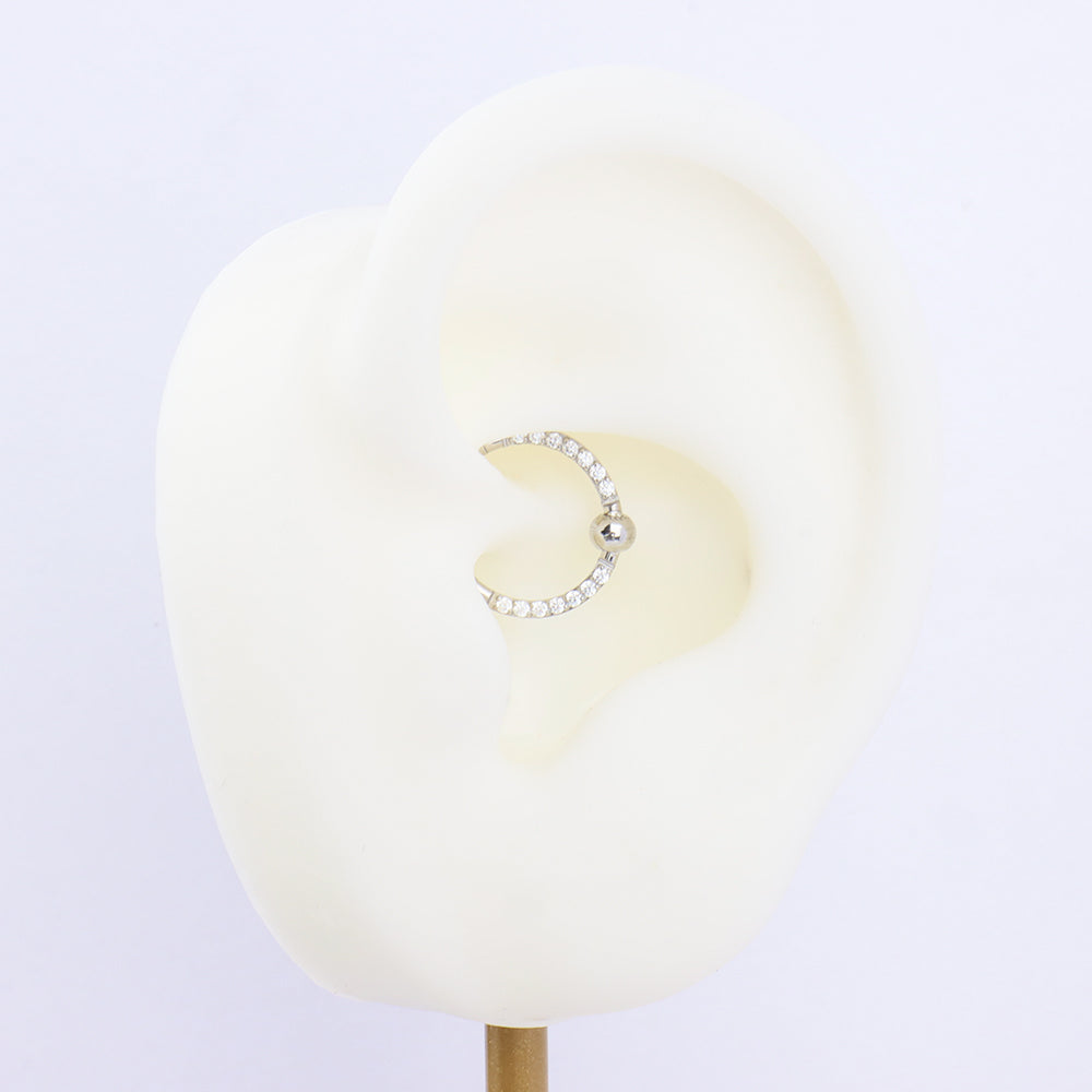 Shiny Gem Clicker Hoop - Stainless Steel - Daith, Septum - Oumo Jewelry