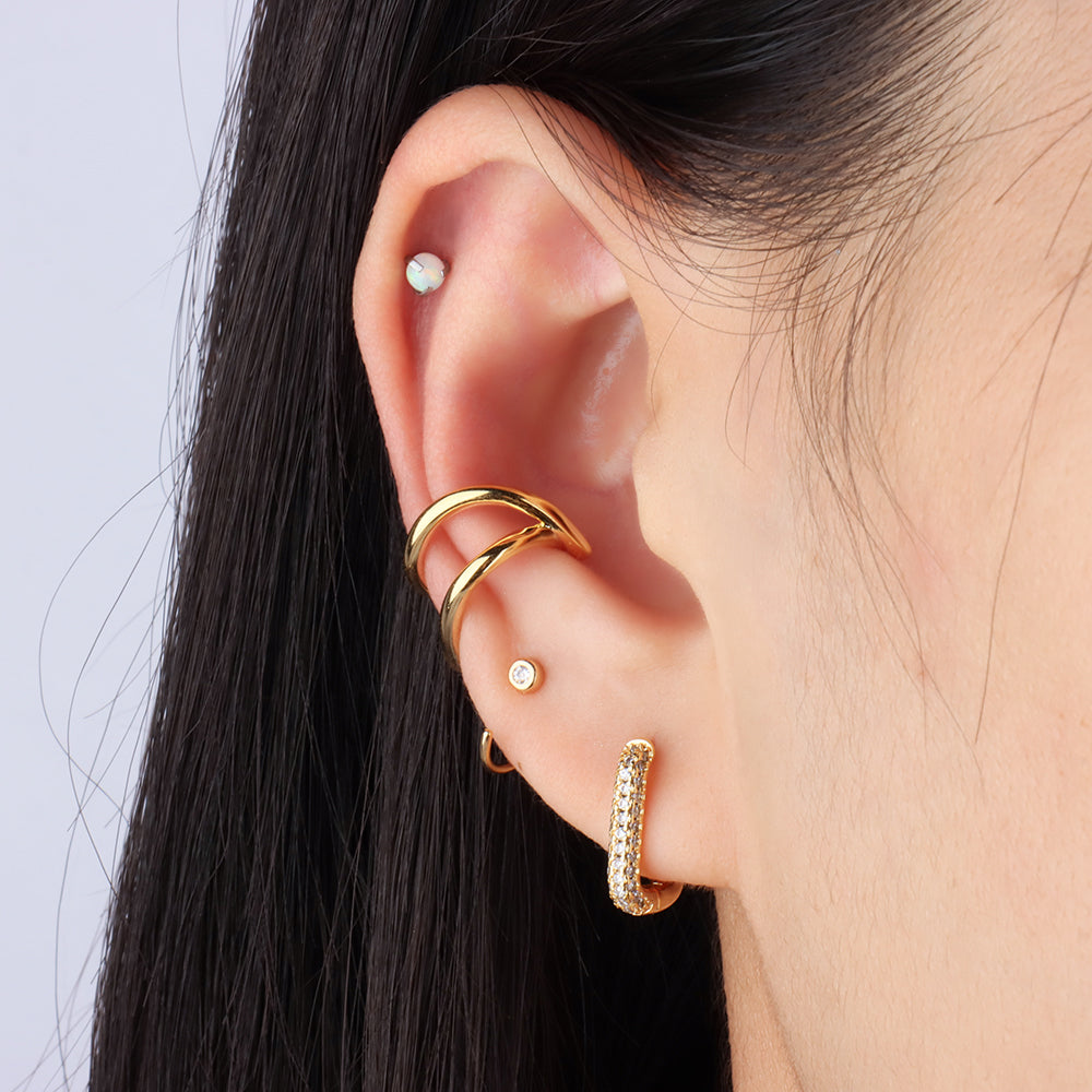 Shiny U-Shaped Hoop - Brass - Lobe - Oumo Jewelry
