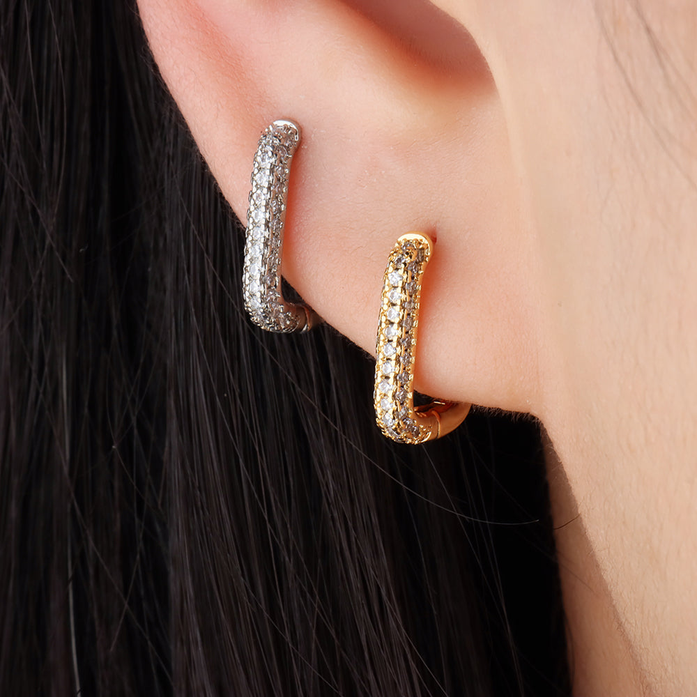 Shiny U-Shaped Hoop - Brass - Lobe - Oumo Jewelry