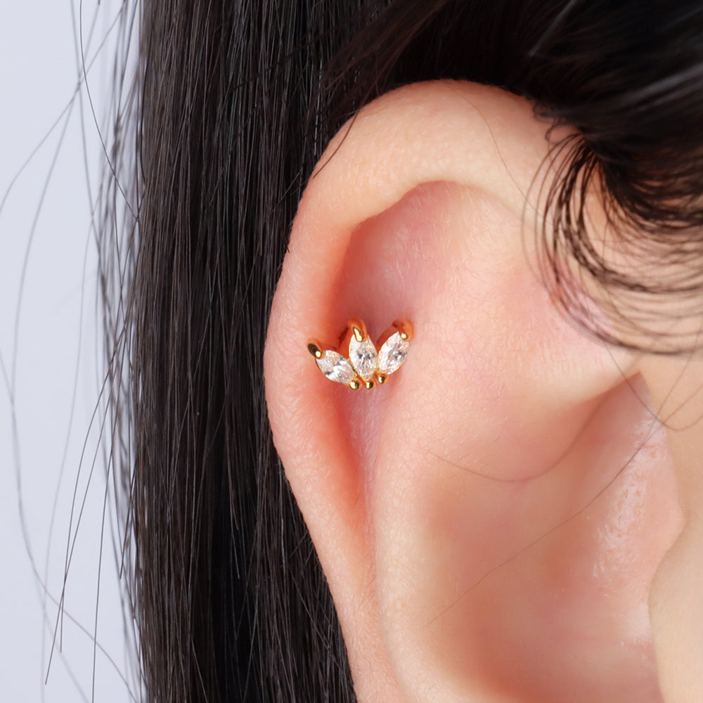 Marquise Stud - Stainless Steel - Upper Lobe, Helix, Flat - Oumo Jewelry