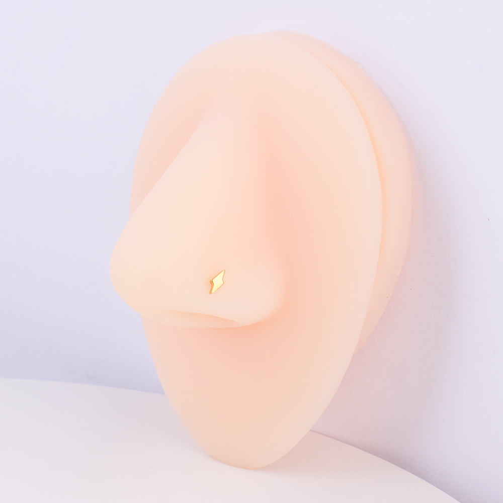 Simple Lightning Nose Stud - Stainless Steel - Nostril - Oumo Jewelry