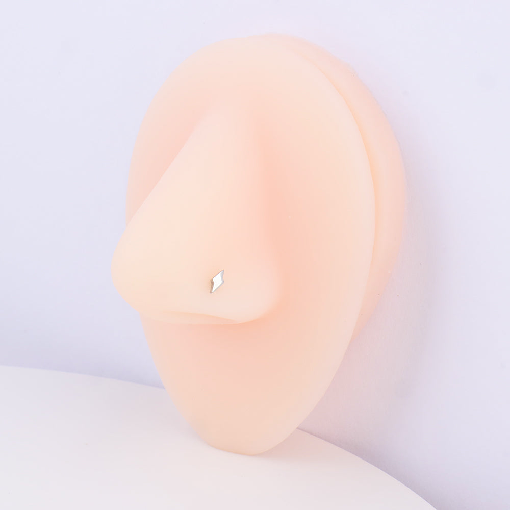 Simple Lightning Nose Stud - Stainless Steel - Nostril - Oumo Jewelry