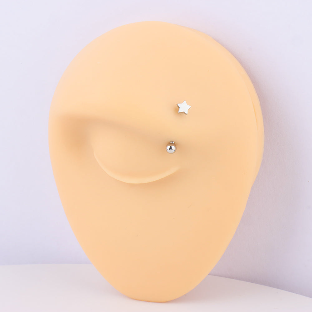 Simple Star Curved Barbell - Stainless Steel - Rook, Eyebrow, Vertical Labret - Oumo Jewelry