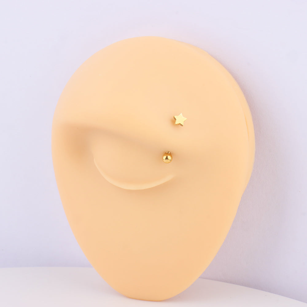 Simple Star Curved Barbell - Stainless Steel - Rook, Eyebrow, Vertical Labret - Oumo Jewelry