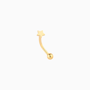 Simple Star Curved Barbell - Stainless Steel - Rook, Eyebrow, Vertical Labret - Oumo Jewelry