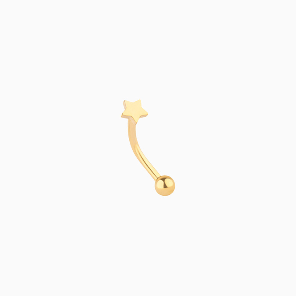 Simple Star Curved Barbell - Stainless Steel - Rook, Eyebrow, Vertical Labret - Oumo Jewelry
