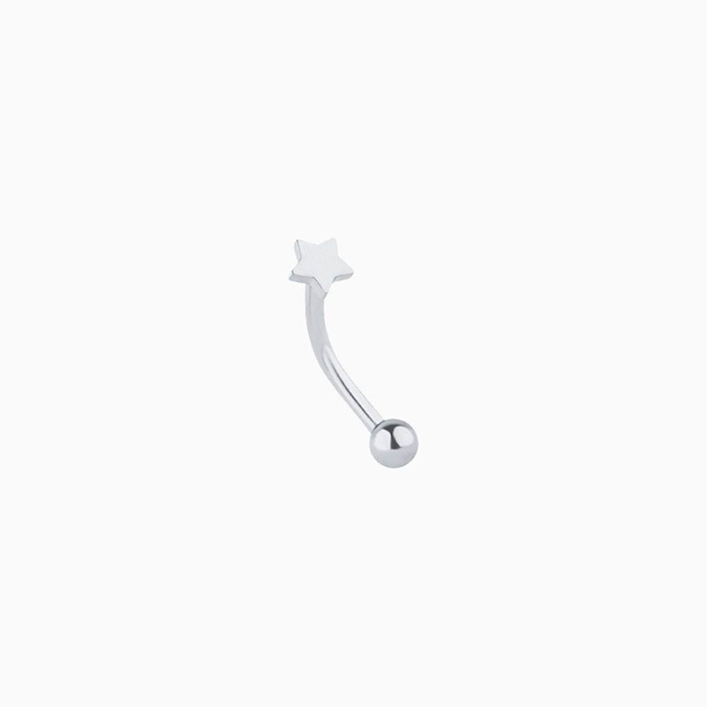 Simple Star Curved Barbell - Stainless Steel - Rook, Eyebrow, Vertical Labret - Oumo Jewelry