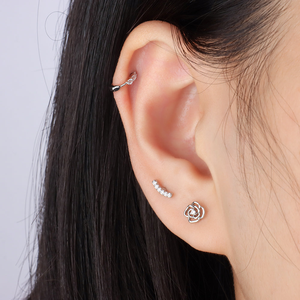 Simple Stud - Stainless Steel - Upper Lobe, Helix, Flat - Oumo Jewelry