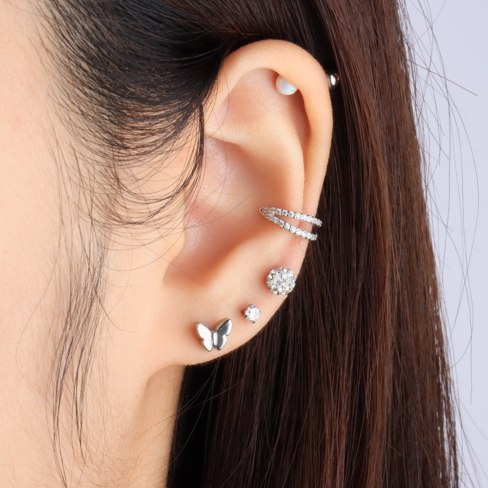 Simple Thick Butterfly Stud - Stainless Steel - Upper Lobe, Helix - Oumo Jewelry