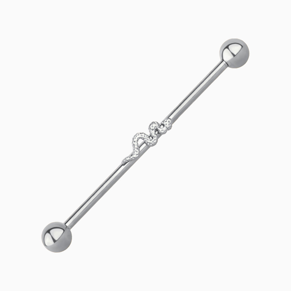 🐍Snake Industrial Barbell - OhmoJewelry