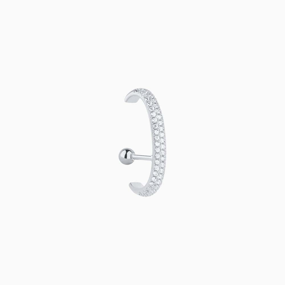 Sparkling Basic Half Huggie Stud - Stainless Steel - Upper Lobe - Oumo Jewelry