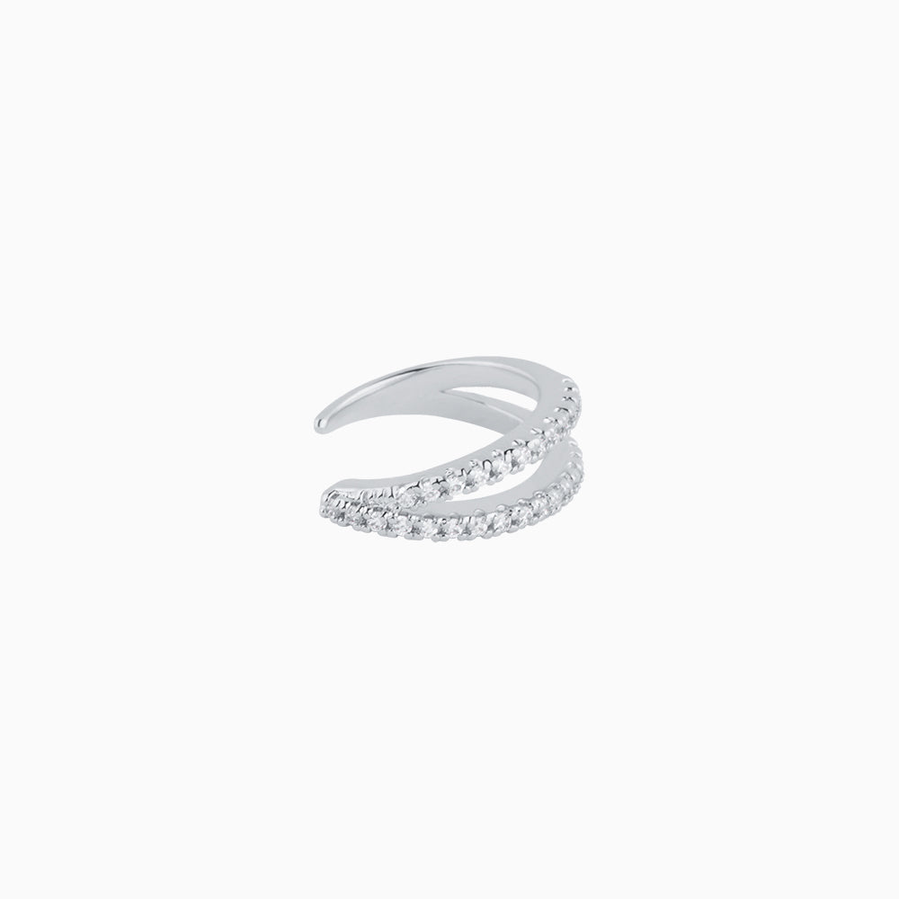 Sparkling Double Layer Ear Cuff - Brass - Oumo Jewelry