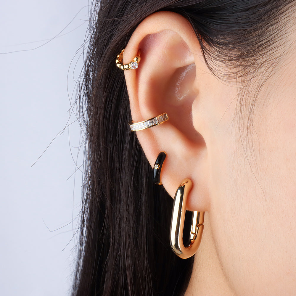 Sparkling Gem Basic Ear Cuff - Brass - Oumo Jewelry