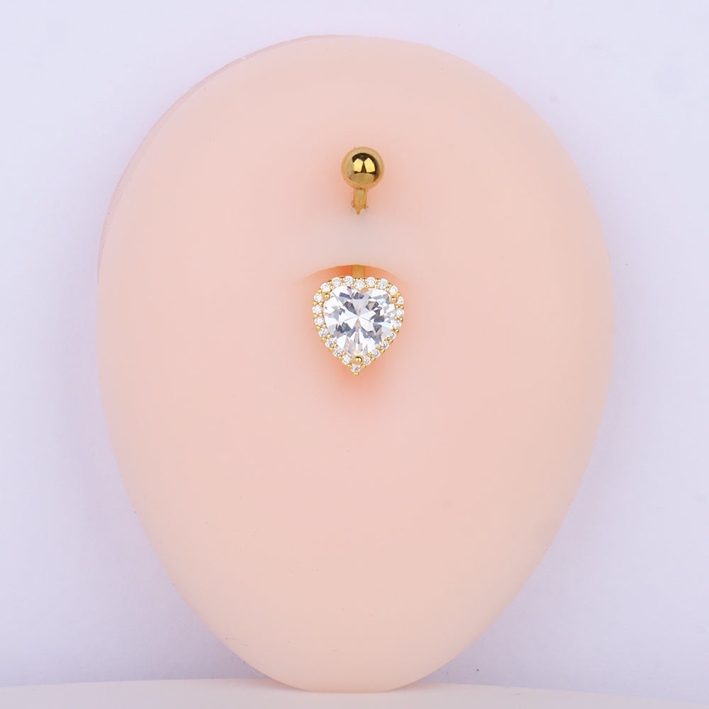 Sparkling Love Belly Ring - Stainless Steel - Navel - Oumo Jewelry