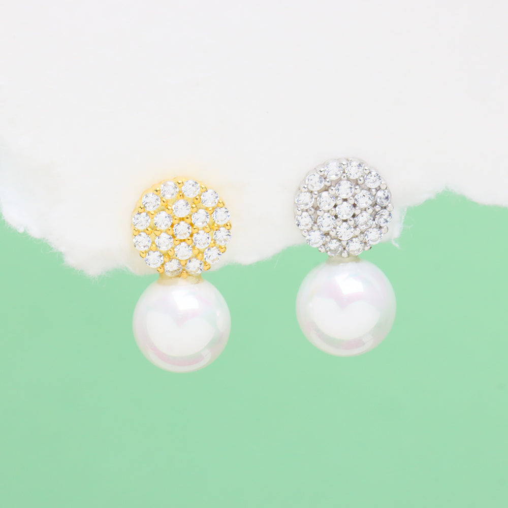 Sparkling Pearl Studs - OhmoJewelry