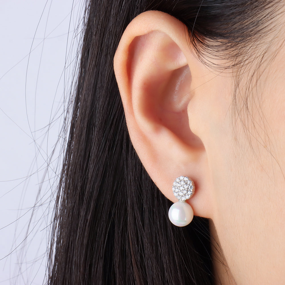 Sparkling Pearl Studs - OhmoJewelry