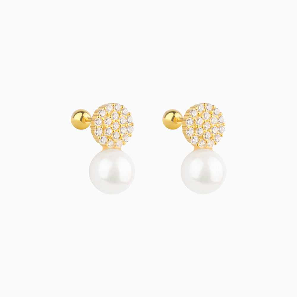 Sparkling Pearl Studs - OhmoJewelry