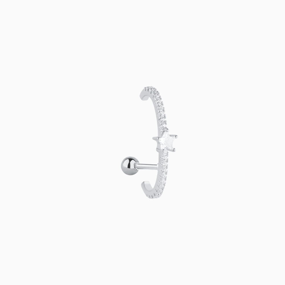 Star Half Huggie Stud - Stainless Steel - Upper Lobe - Oumo Jewelry
